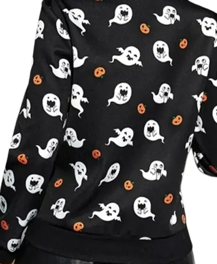 Alternative view of Women's Halloween Ghost Black Bomber Jacket​