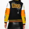 Women Halloween Boo Patches Varsity Jacket
