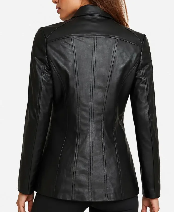Women Marsha Black Leather Car Coat