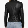 Women Real Leather Black Harrington Jacket