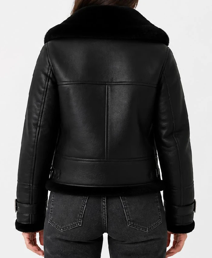 Women Serinda Swan Reacher S02 Black Leather Jacket