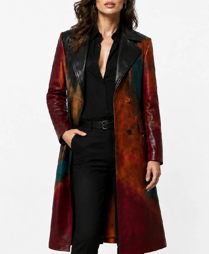 Womens American Idol S24 Alicia Keys Leather Coat