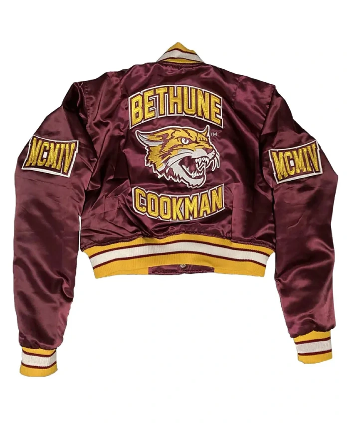 Womens Bethune Cookman University Cropped Satin Jacket - Image 2