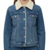 Womens Blizzara Flap Pockets Shearling Denim Jacket