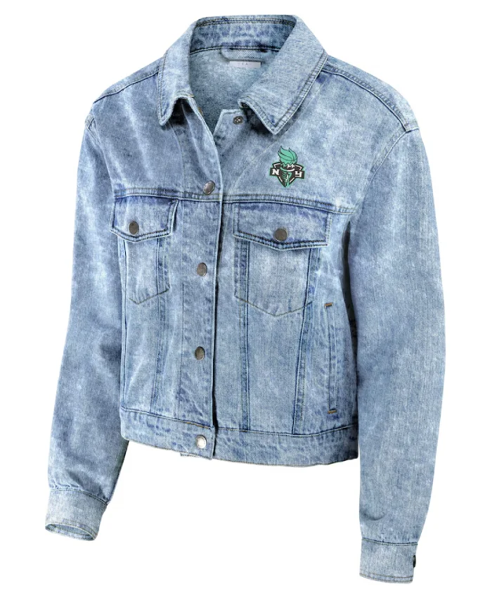 Womens Erin Andrews New York Liberty Blue Full Snap Denim Jacket