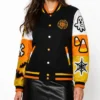 Womens Halloween Boo Patches Varsity Jacket