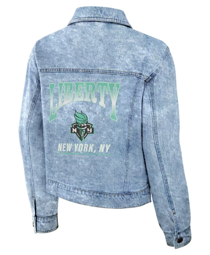 Womens NY Liberty Erin Andrews Blue Denim Jacket