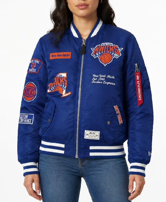 Womens New York Knicks Alpha Industries MA-1 Bomber JacketaxNew York Knicks Alpha Industries MA-1 Bomber Jacket