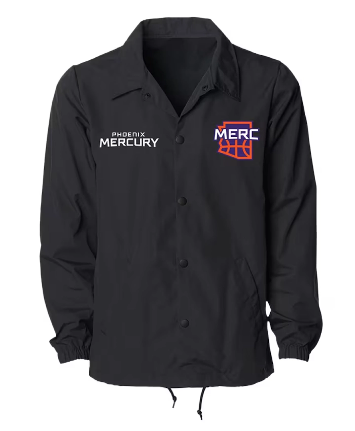 Womens Phoenix Mercury Round21Oversized Black Full Snap Coaches Jacket