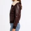 Shop Stella G1 Maroon Leather Bomber Jacket