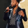 Words Music 2025 John Legend Lapel Collar Black Leather Blazer