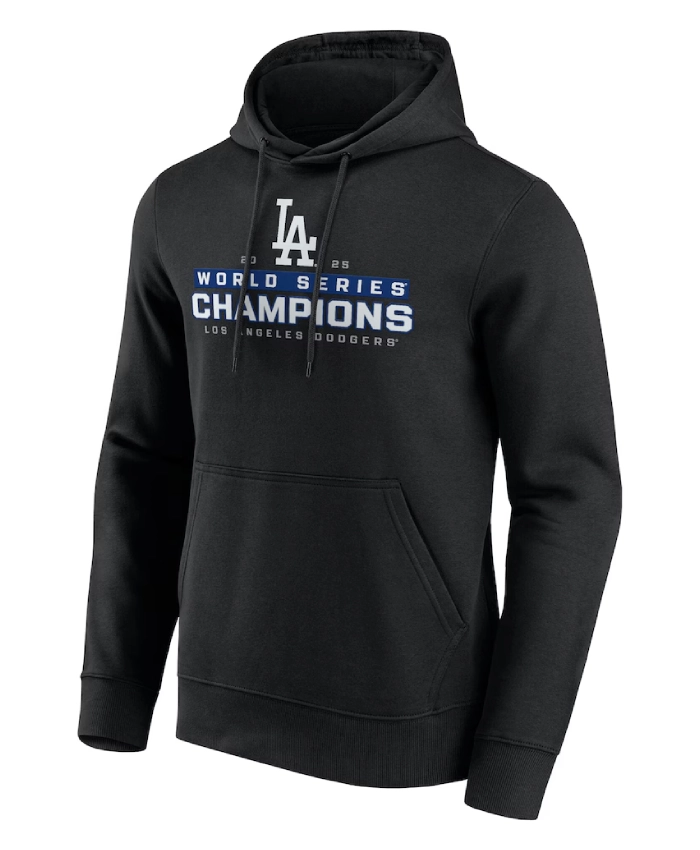 World Series Champions Los Angeles Dodgers 2025 Signature Team Roster And Trophy Graphics Black Hoodie