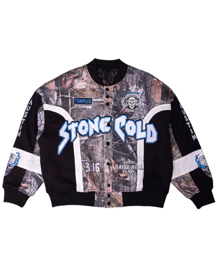 World Wrestling Entertainment 2026 Stone Cold 316 Steve Austin Camo Race Varsity Jacket