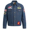 Wrangler X AVIREX AOP Patch Blue Denim Jacket For Sale