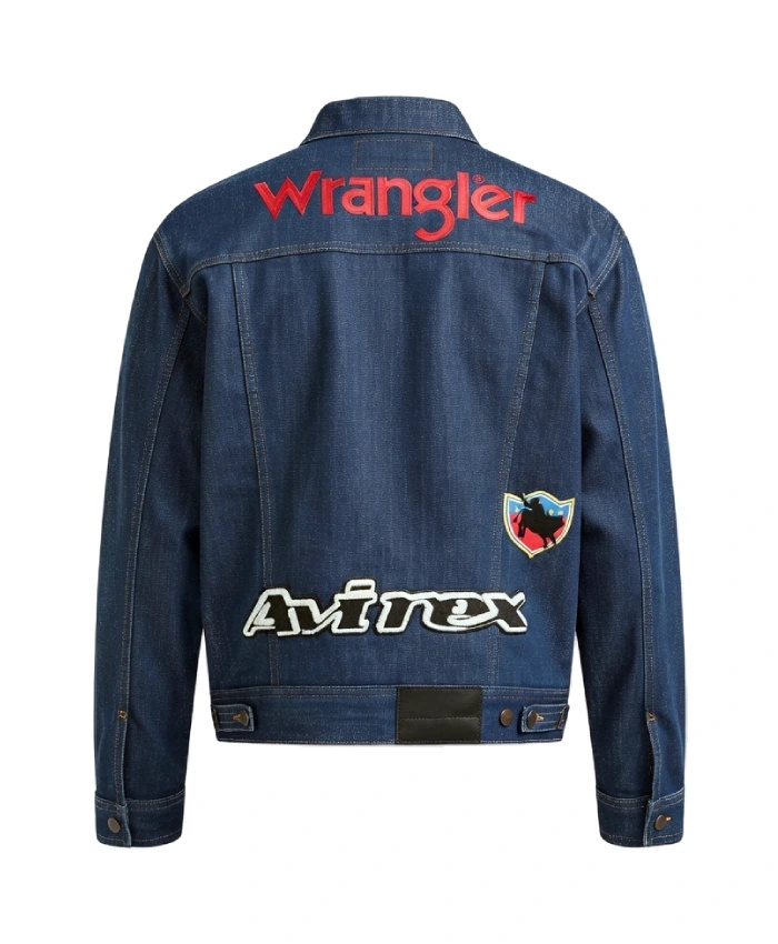 Wrangler X AVIREX AOP Patch Blue Denim Jacket