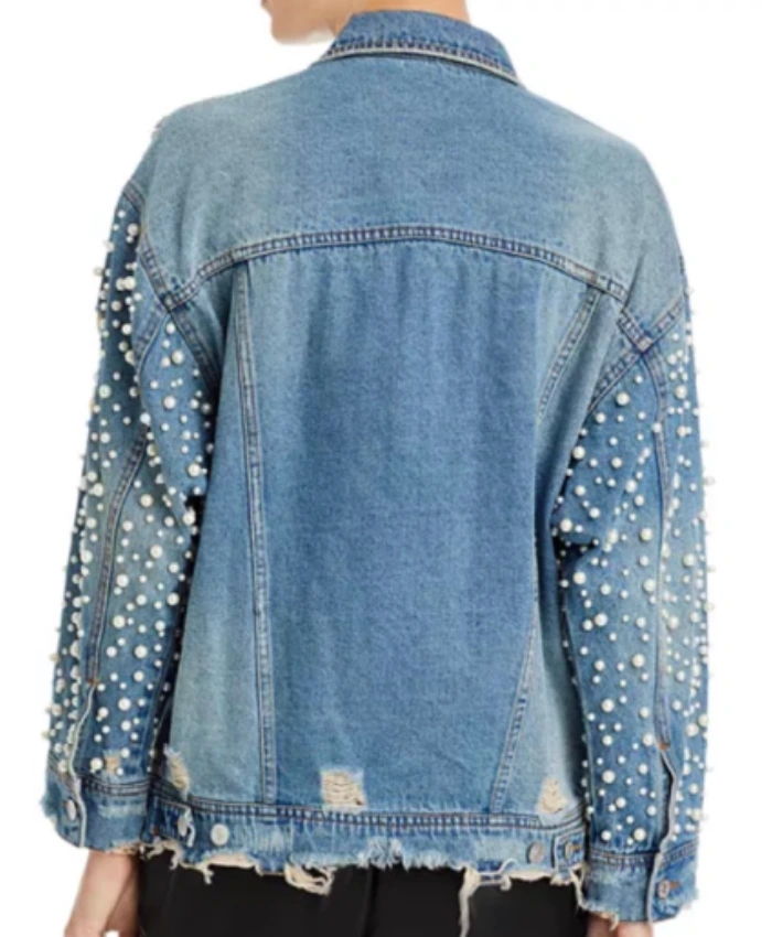 X Mayo Loot S03 Pearl Stud Sleeves Denim Jacket Shop Now