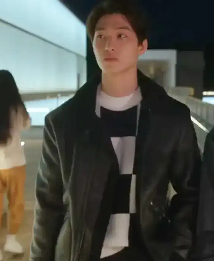 XO Kitty Min Ho Shearling Black Leather Jacket