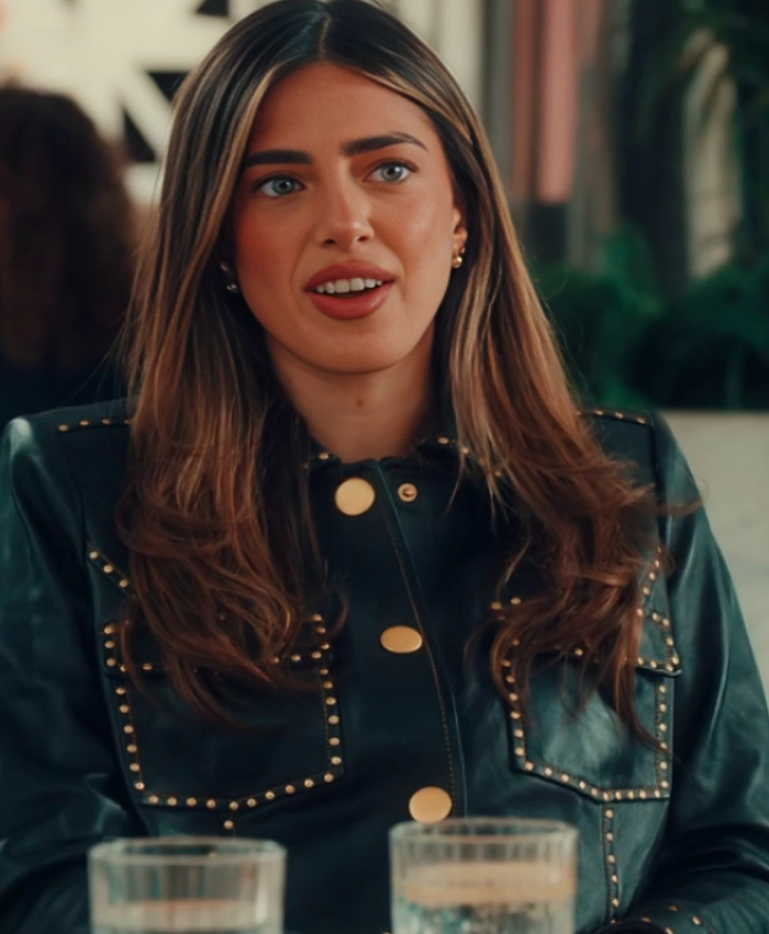 Yasmine Zweegers Made In Chelsea S30 Black Studded Crop Leather Jacket