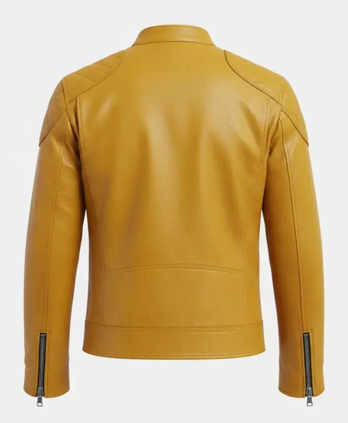 Yellow Leather Cafe Racer Jacket