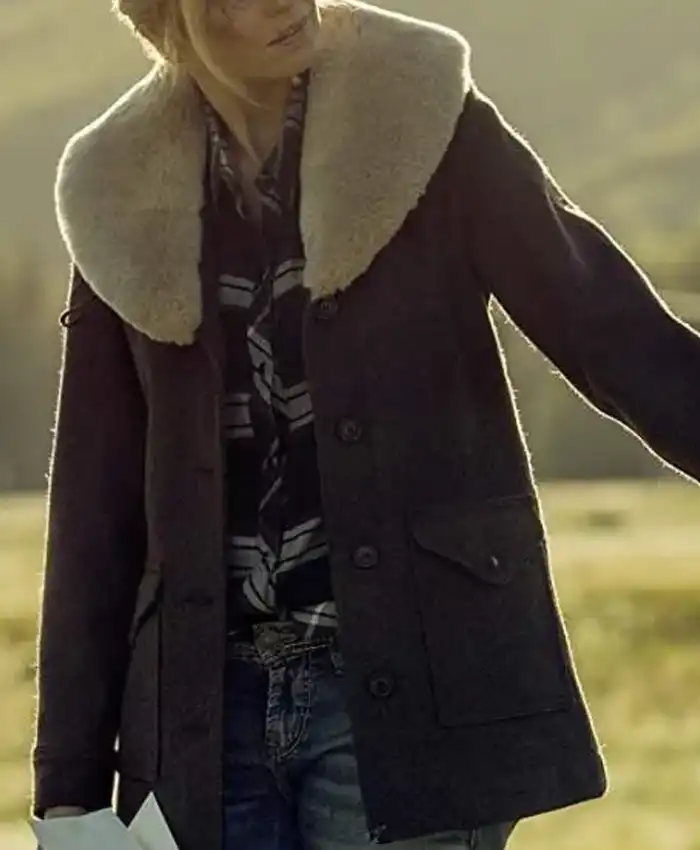 Yellowstone S02 Beth Dutton Brown Long Wool Coat