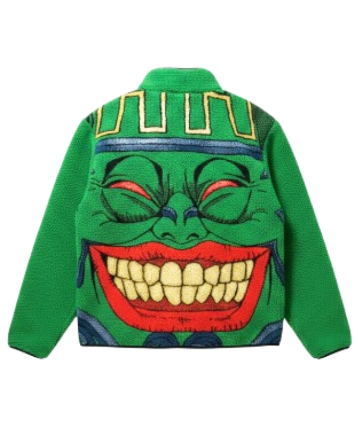 Yugioh Pot Of Greed Sherpa Green Jacket With Back Comic Style Graphic Print