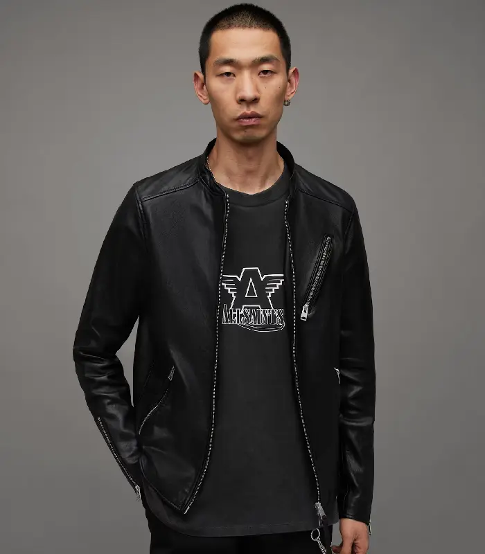 Zayn Malik AllSaints Harwood Leather Biker Jacket For Sale