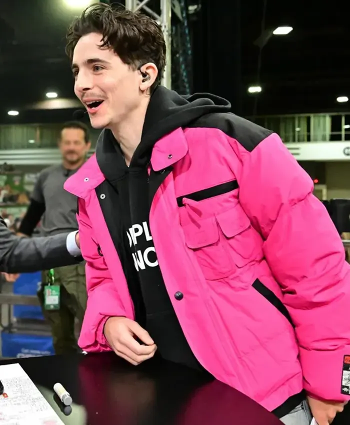 College Gameday Timothee Chalamet Pink Full Zip Jacket