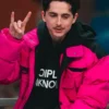 College Gameday Timothee Chalamet Pink Puffer Full Zip Jacket