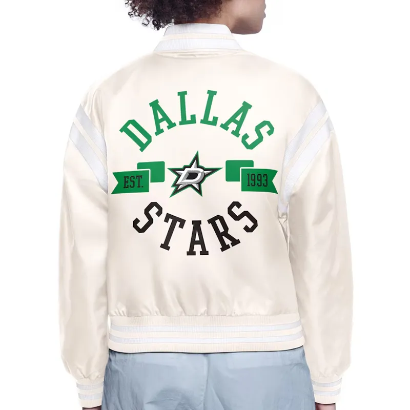 Dallas Stars Printed Logo Varsity Satin Jacket