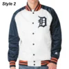 Detroit Tigers White And Blue Bomber Jacket