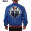 Edmonton Oilers Royal Blue Leather Jacket