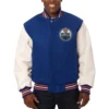 Edmonton Oilers Varsity Royal Blue And White Jacket