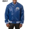 Edmonton Oilers Varsity Royal Blue Leather Jacket 1