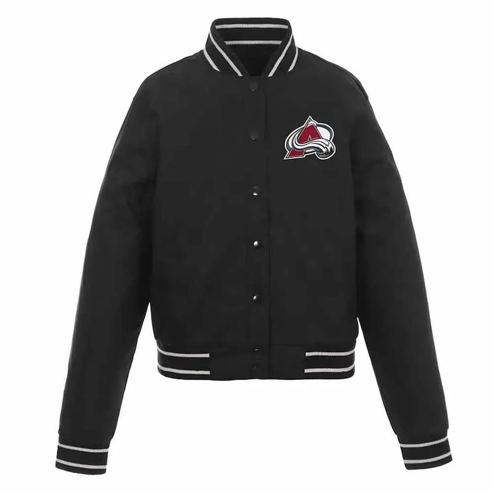 Front Hit Poly Twill Colorado Avalanche Black Jacket 1