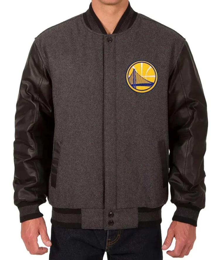 Golden State Warriors Charcoal And Black Varsity Jacket