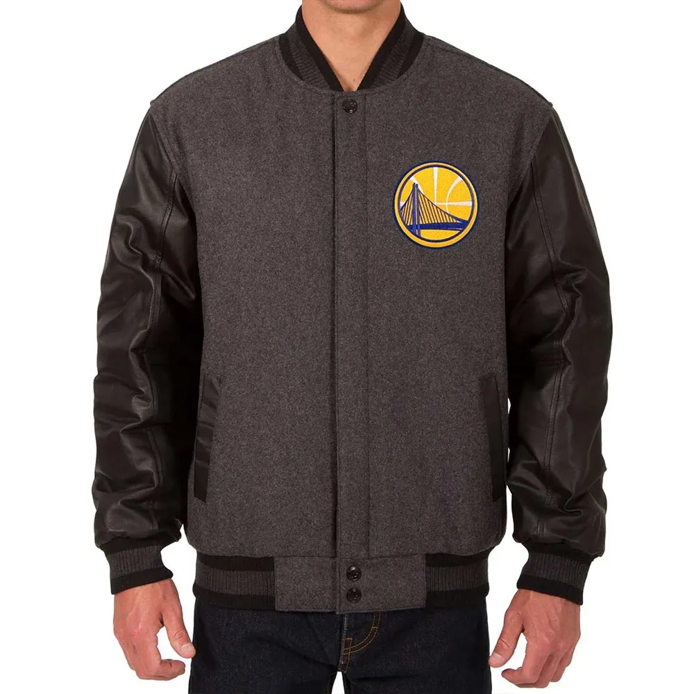 Golden State Warriors Charcoal And Black Varsity Jacket