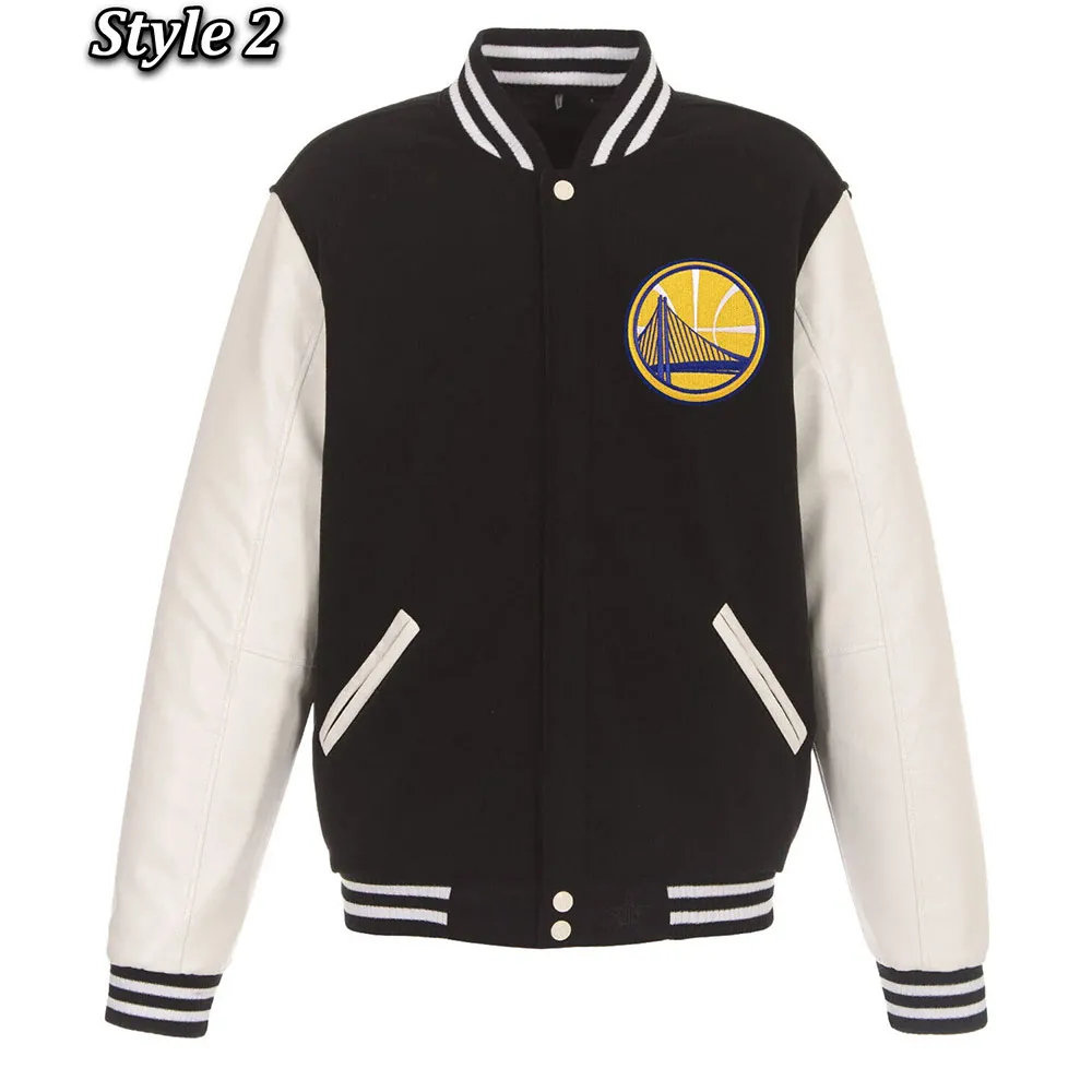 Golden State Warriors Domestic Varsity Black And White Jacket