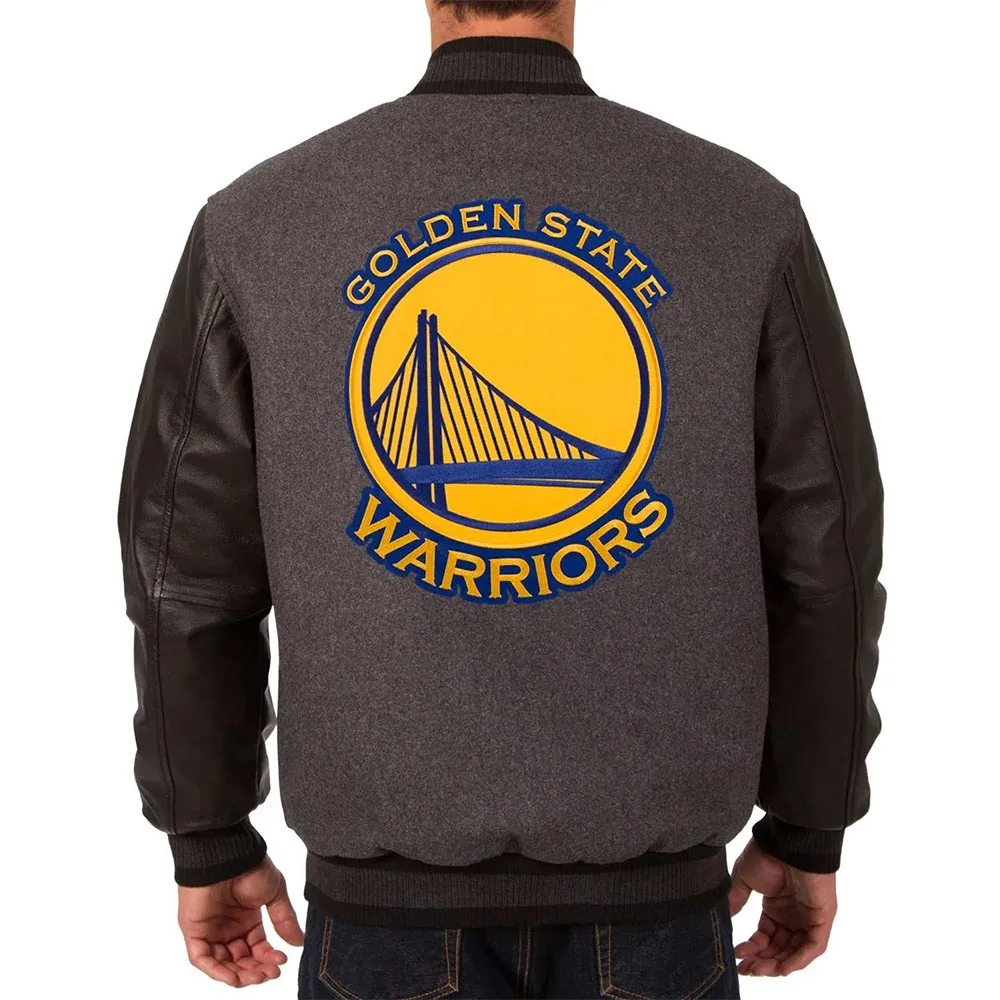 Golden State Warriors Varsity Charcoal And Black Jacket