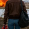 jenna ortega hurry up tomorrow 2025 leather jacket