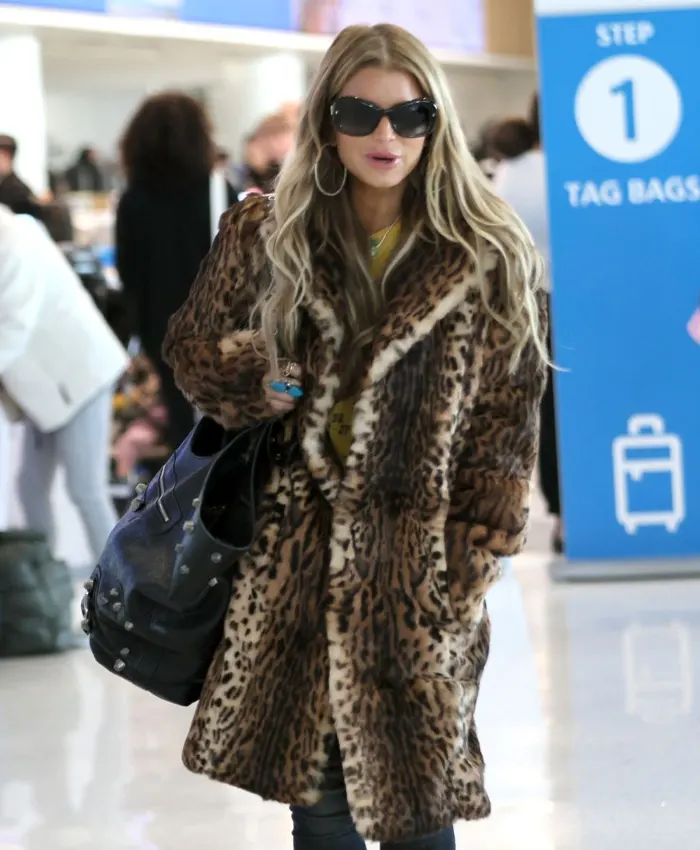 Jessica Simpson 2025 Leopard Print Fur Coat