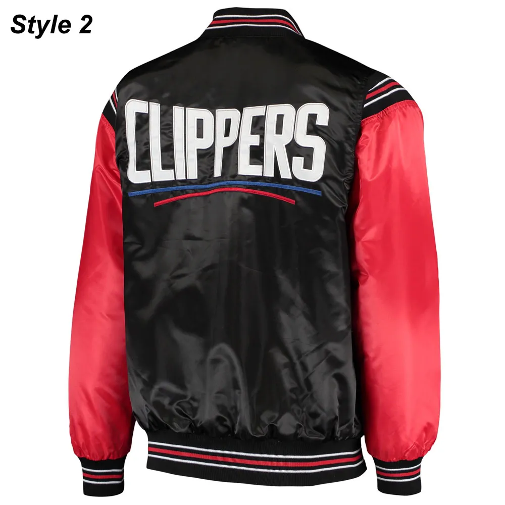 La Clippers Red And Black Bomber Satin Jacket