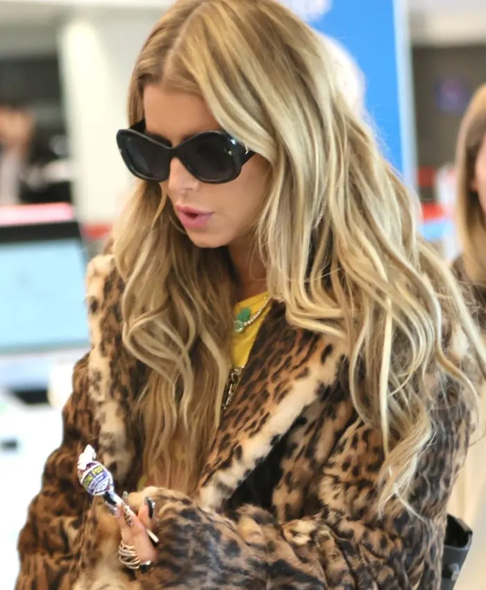Lax In Los Angeles Jessica Simpson Leopard Print Fur Coat