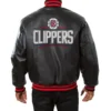 Los Angeles Clippers Varsity Black Leather Jacket Scaled 1