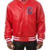 Los Angeles Clippers Varsity Red Leather Jacket Scaled 1