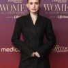 Madelaine Petsch Entertainment Gala 2025 Black Pinstripe Coat