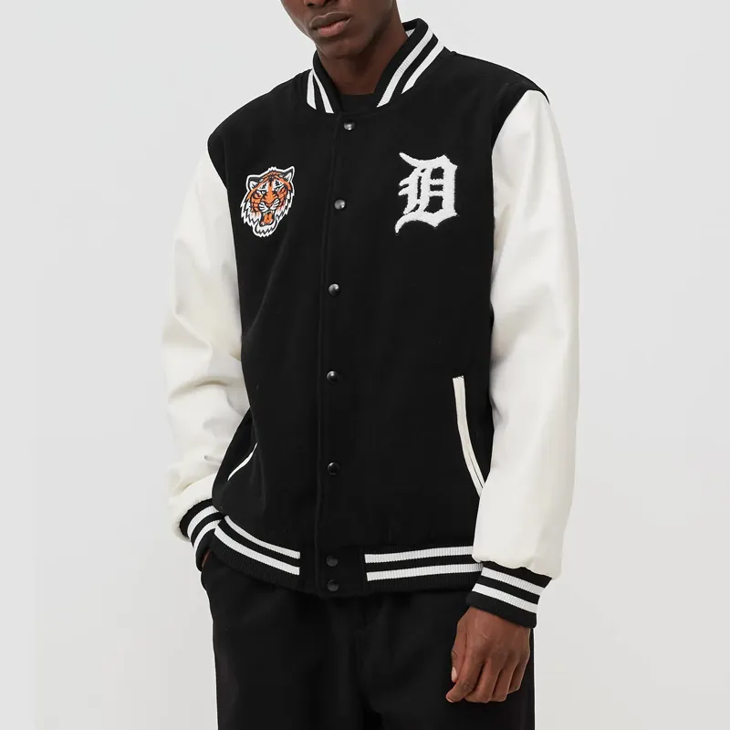 Wordmark Detroit Tigers Black And White Varsity Jacket