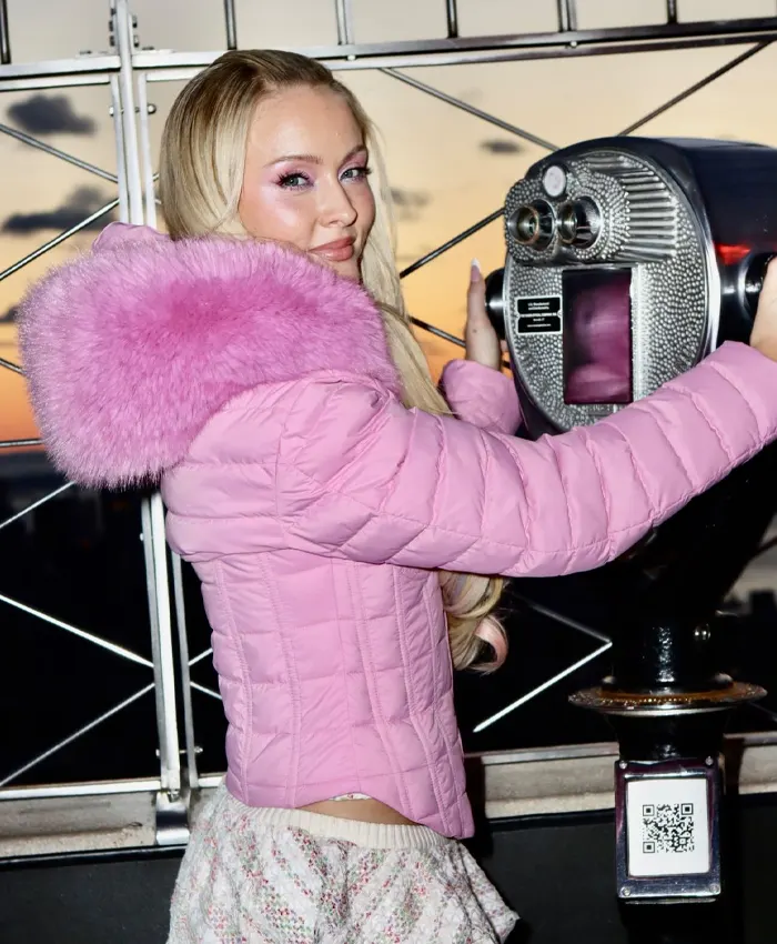 Zara Larsson Playful Winter Pink Puffer Jacket