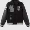 2026 Disney x Formula 1 Minnie Mouse Wool with Leather Black Varsity Jacket