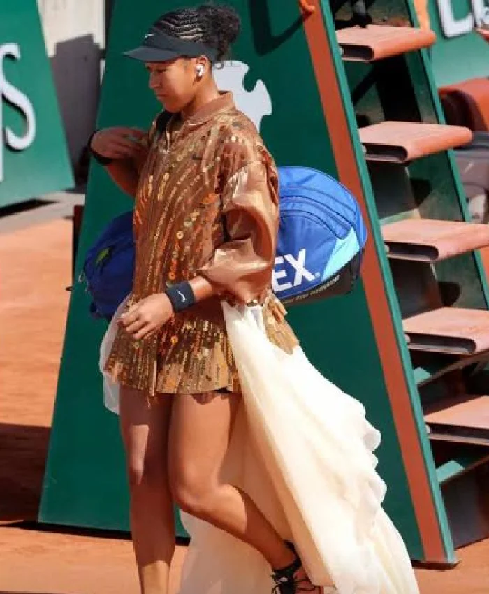 2026 Naomi Osaka French Open Golden Brown Sequin Bomber Jacket