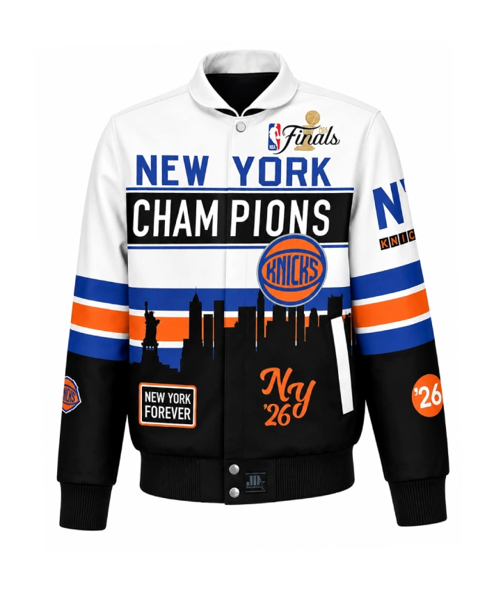 2026 New York Knicks Knicks Champions Full Snap Black Jacket